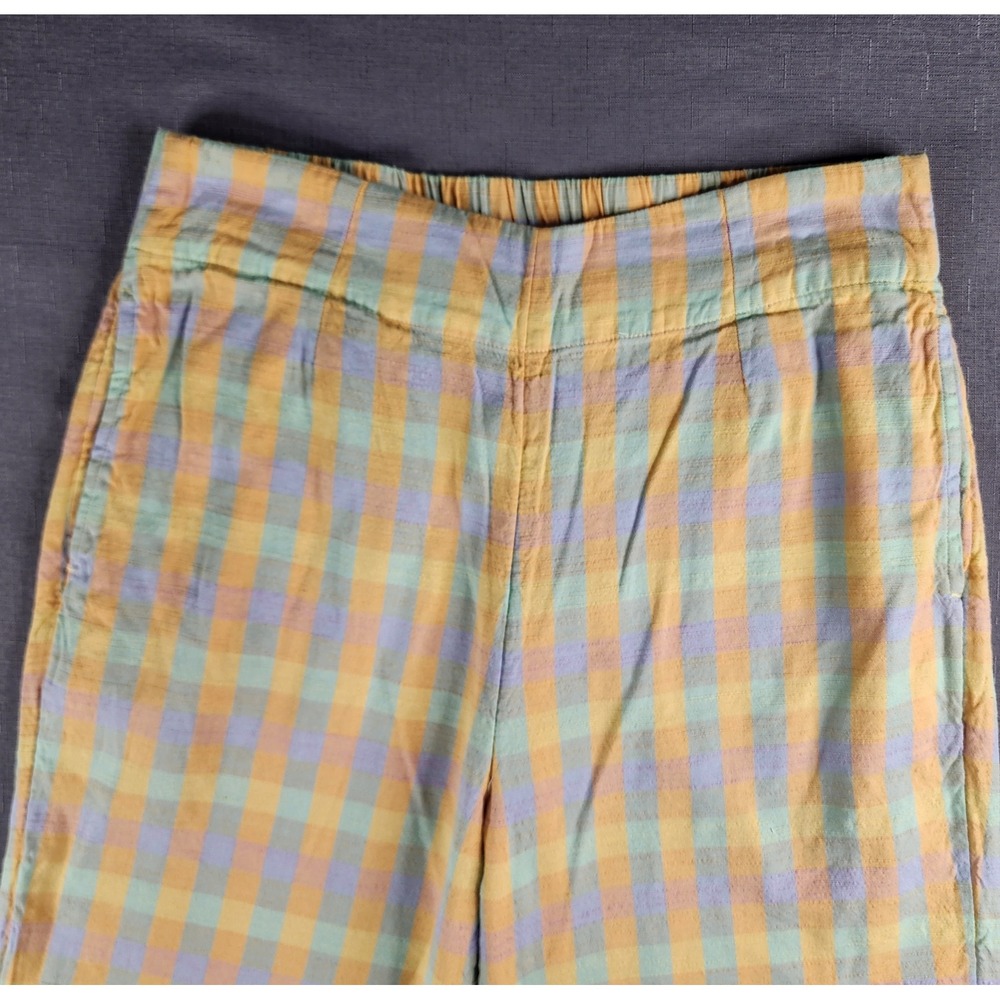 Billabong Into You Womens Pants Large Colorful Gingham Plaid Wide Leg Summer L - Picture 4 of 11